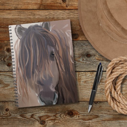 Country Western bruin paard met grappig rommelig h Notitieboek