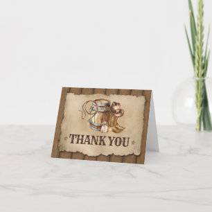 Country Western Cowboy Baby shower Bedankkaart
