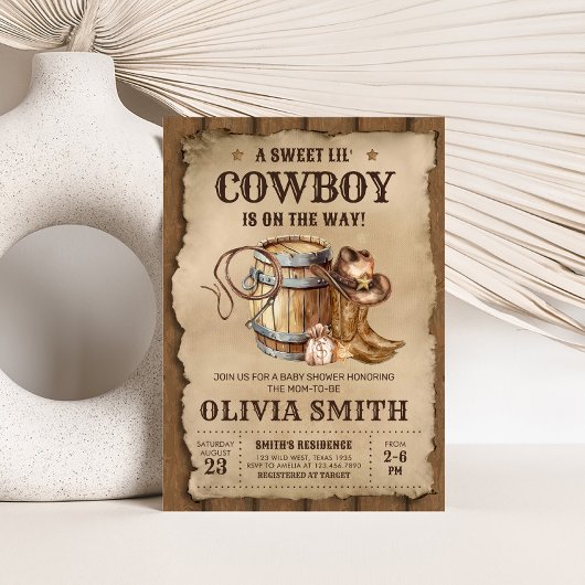 Country Western Cowboy Baby shower Kaart