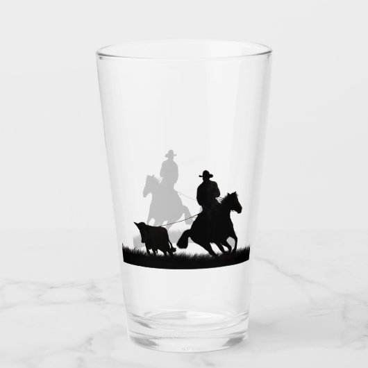 Country Western Cowboy Bier of Water Glas (Voorkant)