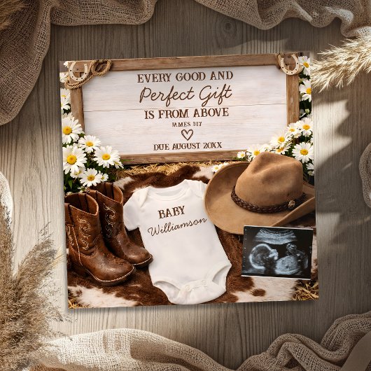 Country Western Cowboy Boots Baby Reveal Pregnancy Aankondiging