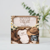 Country Western Cowboy Boots Baby Reveal Pregnancy Aankondiging (Staand voorkant)