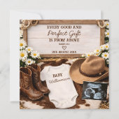 Country Western Cowboy Boots Baby Reveal Pregnancy Aankondiging (Voorkant)