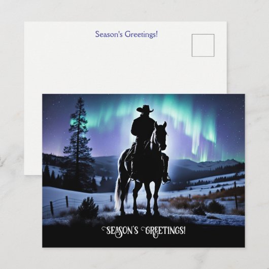 Country Western Cowboy Christmas Seasons Greetings Briefkaart (Voorkant / Achterkant)