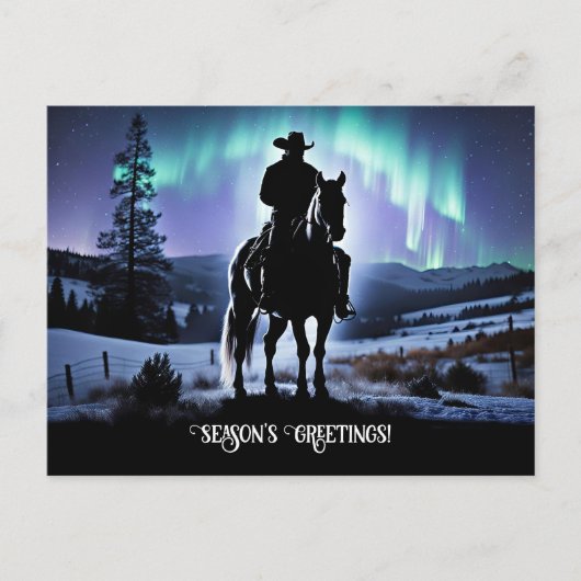 Country Western Cowboy Christmas Seasons Greetings Briefkaart (Voorkant)