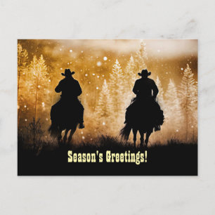 Country Western Cowboy Kerst Seizoensgroeten Briefkaart