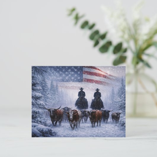 Country Western Cowboy Kerstmis Briefkaart (Staand voorkant)