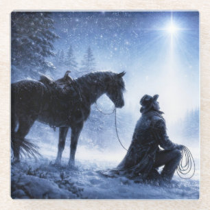 Country Western Cowboy Kerstmis Glazen Onderzetter