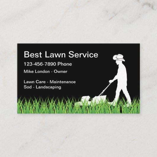 Country Western Cowboy Lawn Mowing Business Card Visitekaartje (Voorkant)