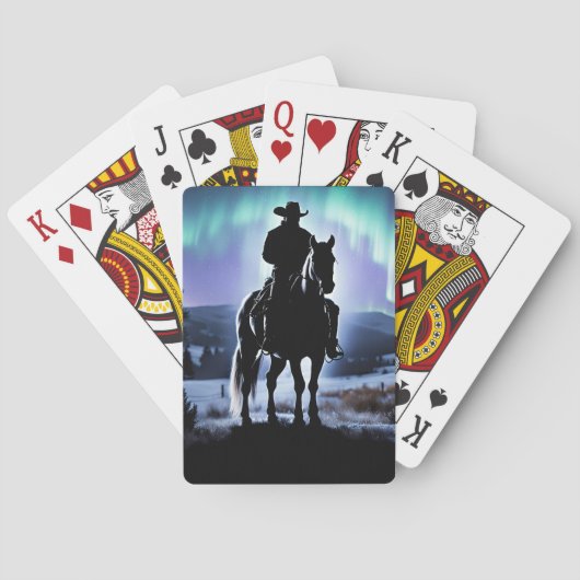 Country Western Cowboy Northern Lights Pokerkaarten (Achterkant)