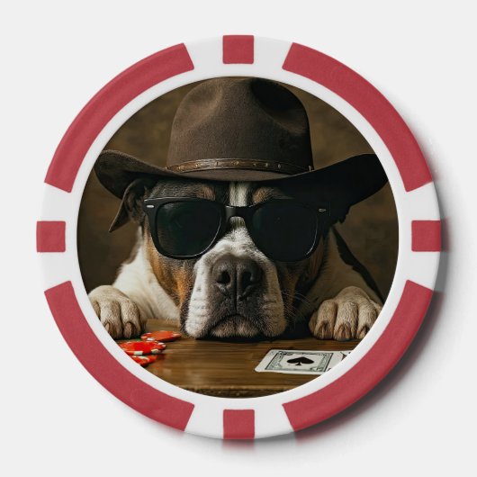 Country Western Cowboy Pitbull Poker Poker Chips (Voorkant)