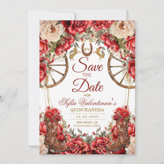 Country Western Cowboylaarzen Rode Rozen Quinceañe Save The Date