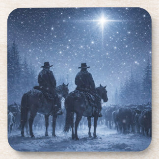 Country Western Cowboys Kerstster Bier Onderzetter