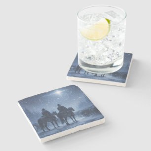 Country Western Cowboys Kerstster Stenen Onderzetter