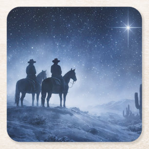 Country Western Cowboys Zuidwesters Kerstfeest Kartonnen Onderzetters