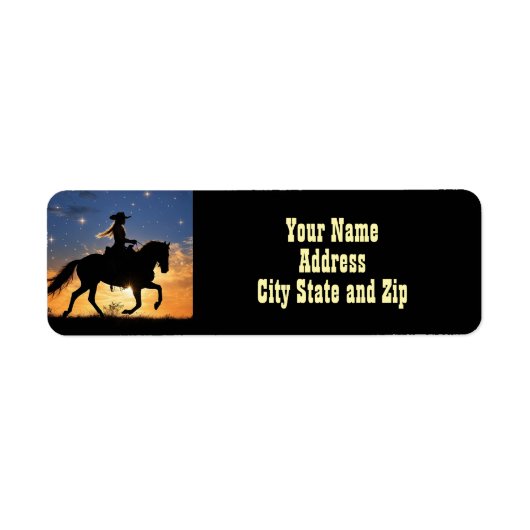 Country Western Cowgirl and Horse Label (Voorkant)