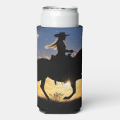 Country Western Cowgirl and Horse  Seltzer Blikjeskoeler (Seltzer Achterkant)