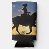 Country Western Cowgirl and Horse  Seltzer Blikjeskoeler (Achterkant)