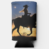 Country Western Cowgirl and Horse  Seltzer Blikjeskoeler (Voorkant)