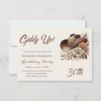 Country Western Cowgirl Hoed met Bloemen Kaart