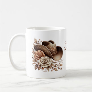 Country Western Cowgirl Hoed met Bloemen  Koffiemok