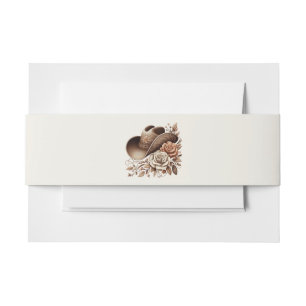 Country Western Cowgirl Hoed met Bloemen Uitnodigingen Wikkel