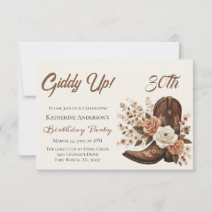Country Western Cowgirl-laars met bloemen Kaart