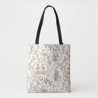 Country Western Flamingo Boodschappentas Tote Bag