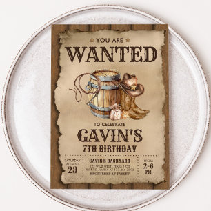 Country Western Gezocht Cowboy Verjaardagsfeest Kaart