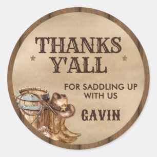 Country Western Gezocht Cowboy Verjaardagsfeest Ronde Sticker