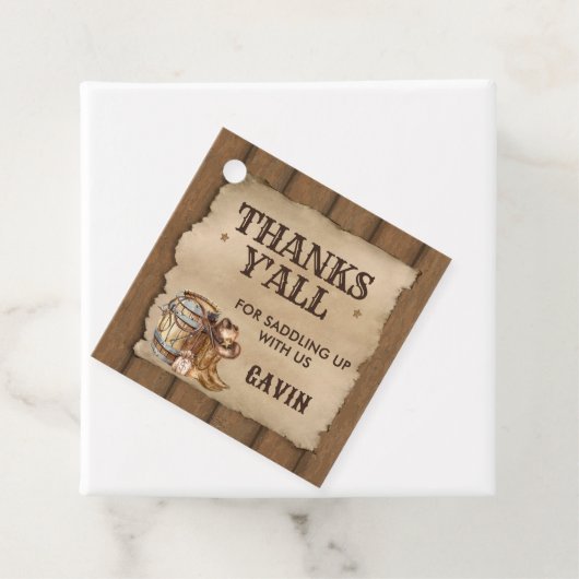 Country Western Gezocht Cowboy Verjaardagsplein Bedankjes Labels (In situ)