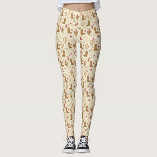 Country Western Handgetekend Patroon Leggings