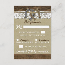 Country Western Hoefijzer Huwelijks RSVP Kaarten Kaartje