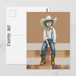 Country Western Jonge Cowgirl Op Post Ranch Stijl Briefkaart