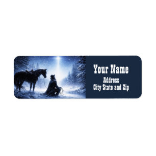 Country Western Kerstmis Cowboy Retouradres Etiket
