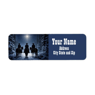 Country Western Kerstmis Cowboys Retouradres Etiket