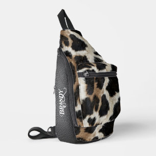 Country Western Koehuid en Leer Gedrukt Sling Bag