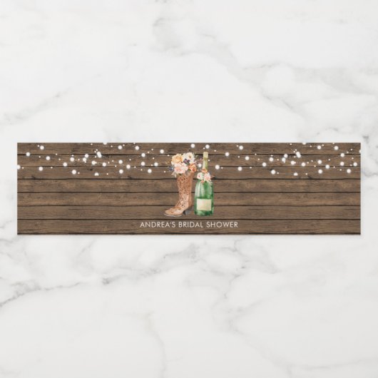 Country Western Laarzen en Bruisende Waterfles Waterfles Etiket (Enkel label)