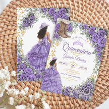 Country Western Lavendel Rozen Gouden Quinceañera