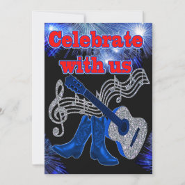 Country Western Muziek Blauwe Gitaar En Cowboylaar Kaart