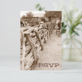 Country Western Paardenkraal Trouw RSVP Kaarten (Staand voorkant)