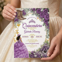 Country Western Paarse Rozen Gouden Quinceañera