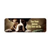 Country Western Pitbull Gambling Return Address Etiket (Voorkant)