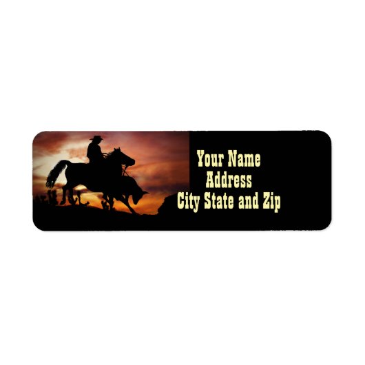 Country Western Rodeo Cowboy Retouradres Etiket (Voorkant)