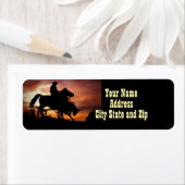 Country Western Rodeo Cowboy Return Address Etiket (Insitu)