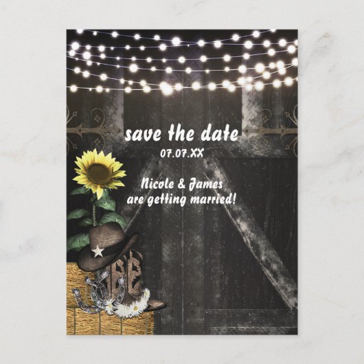 Country Western Rustieke Schuur Save The Date Kaar Aankondigingskaart (Voorkant)