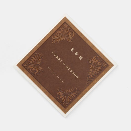 Country Western Tooled Terracotta Rustic Wedding Servet (Hoek)