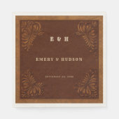 Country Western Tooled Terracotta Rustic Wedding Servet (Voorkant)