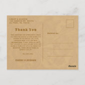 Country Western Tooled Wedding Photo Thank You Briefkaart (Achterkant)