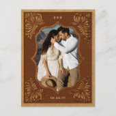Country Western Tooled Wedding Photo Thank You Briefkaart (Voorkant)